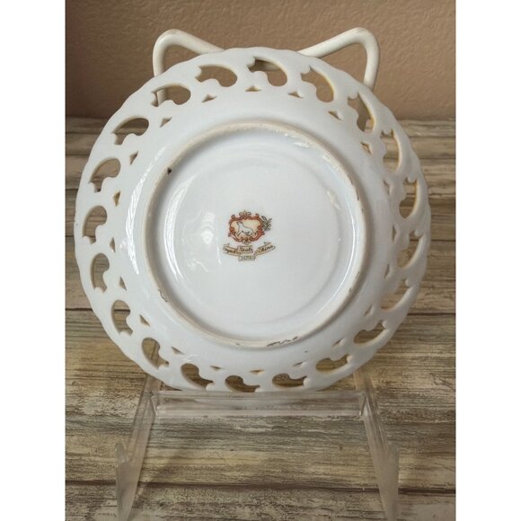 Royal Sealy Lusterware Footed Teacup & Reticulated Saucer Set Japan Yellow - Picture 5 of 13